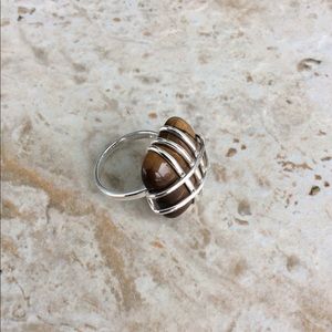 Lg. Tiger Eye Stone Sterling Silver Ring